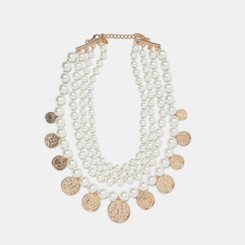 Peal Bead and Coin Necklace